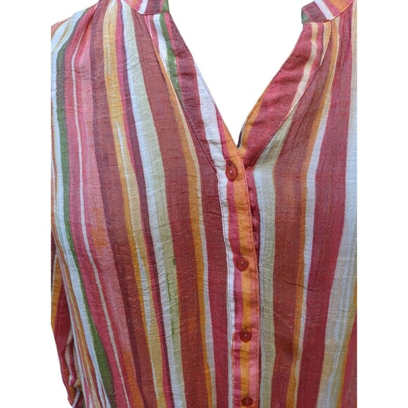 Zac & Rachel Button Down Striped Tunic Blouse XL Lightweight Office Modest Work - Picture 3 of 12